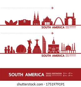 South America travel destination grand vector illustration. 