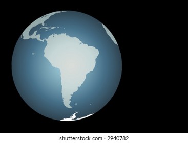 South America (Vector). Accurate map of South America. Mapped onto a globe. Includes Galapagos, falklands,