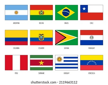 South America vector national flag collection