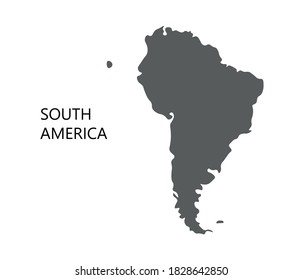South America. Vector silhouette of the continent. Mainland. Gray land.
