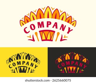 South America vibe Logo with drum and ornament. Suits for Mexican party or Music Festival 