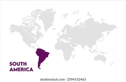 South America in world map-15, Map of South America, highlighted on the world map, South America on the world map, Satellite view, South America's location on the globe.