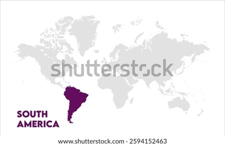 South America in world map-15, Map of South America, highlighted on the world map, South America on the world map, Satellite view, South America's location on the globe.