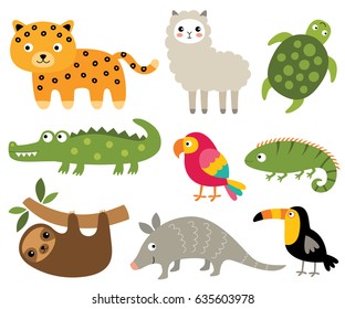 South American animals vector set