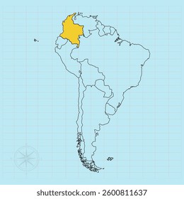 
South american continent Vector illustration of Colombia flag map.	