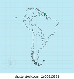 South american continent Vector illustration of  guyana flag map.