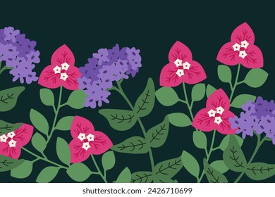 South American flowers vector background heliotrope and bougainvillea