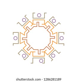 South American, Mayan style graphic hyroglific of people in various positions.
