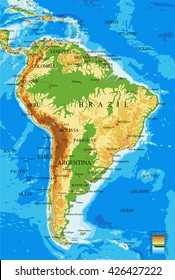 Mapa físico de Sudamérica