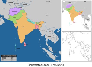 South asia map. Maps Collection