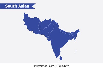  South asia map, vector illustration