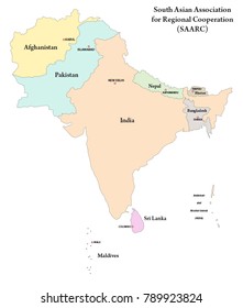 South Asian Association For Regional Cooperation (SAARC) Vector Map