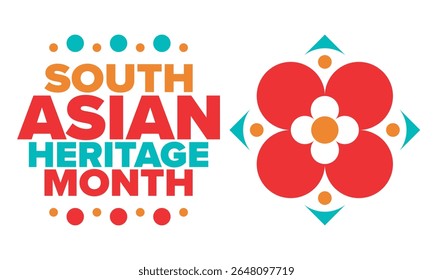 South Asian Heritage Month. Celebrate the diverse cultures and histories of South Asia. Traditional pattern. Creative art poster. Vector illustration