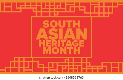 South Asian Heritage Month. Celebrate the diverse cultures and histories of South Asia. Traditional pattern. Creative art poster. Vector illustration 
