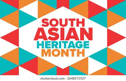 South Asian Heritage Month. Celebrate the diverse cultures and histories of South Asia. Traditional pattern. Creative art poster. Vector illustration 