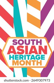 South Asian Heritage Month. Celebrate the diverse cultures and histories of South Asia. Traditional pattern. Creative art poster. Vector illustration