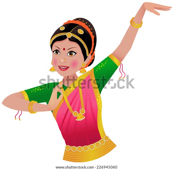 South Asian Indian Woman Traditional Dance Stock Vector (Royalty Free ...