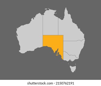 Australia del Sur resalta el mapa del fondo gris