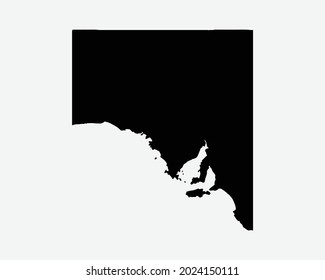 Südaustralien Karte Schwarze Silhouette. SA, Australian State Shape Geography Atlas Border Boundary. Schwarze Karte einzeln auf weißem Hintergrund. EPS-Vektorgrafik-Clipart-Kunstsymbol