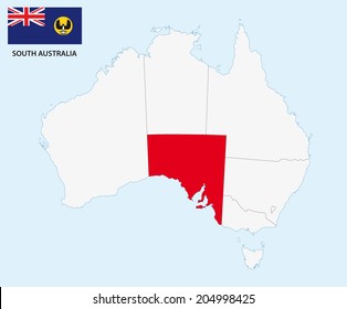 south australia map with flag