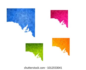 South Australia map - Set of geometric rumpled triangular low poly style gradient graphic background , polygonal design for your ,Vector eps 10.