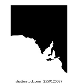 South Australia Maps Vector Black Silhouette for Slide Design 