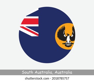 South Australia Round Circle Flag. SA Australian State Circular Button Banner Symbol Festival State EPS Vector