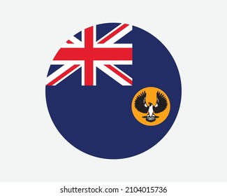 South Australia Round Flag. SA, Australien Circle Flag. Australian State Circular Shape Button Banner. EPS-Vektorgrafik.