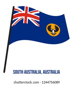 South Australia (SA) Flag Waving Vector Illustration on White Background. States Flag of Australia.