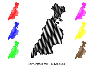 South Ayrshire (United Kingdom, Scotland, Local government in Scotland) map vector illustration, scribble sketch South Ayrshire map