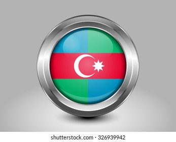 South Azerbaijan Flag.  Metal Round Icons. This is File from the Collection Asian Flags