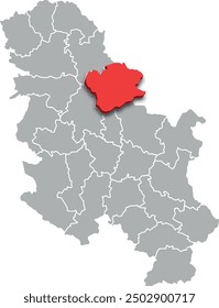 SOUTH BANAT district map ADMINISTRATIVE DIVISIONS of SERBIA 3d isometric map