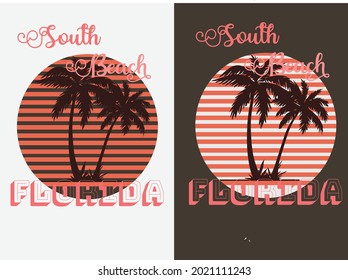 south beach florida vector t-shirt design