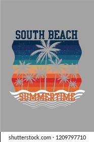 south beach florida vintage retro distressed poster  summertime
