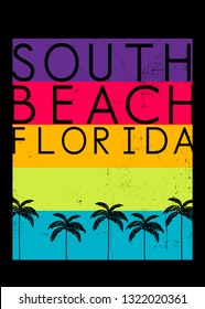 south beach gay flag pride palm tree poster