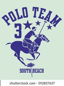 South Beach Miami Florida polo team graphic design vector art