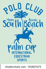 South Beach Miami Florida polo team graphic design vector art