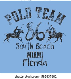 South Beach Miami Florida polo team graphic design vector art