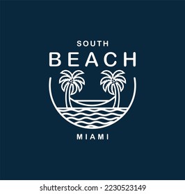  South Beach Miami style vintage print design for t-shirt and other uses.