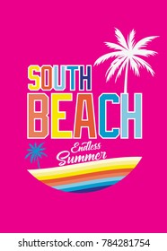 south beach poster design summer vector colorful palm tree