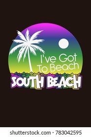 south beach summer palm tree colorful sea sunset vector