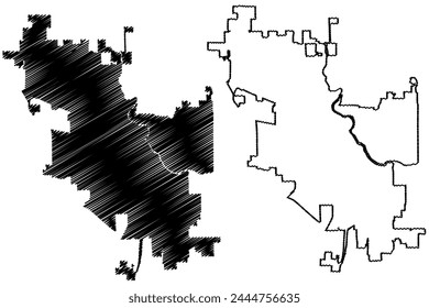 South Bend City, Indiana (Vereinigte Staaten von Amerika, Vereinigte Staaten von Amerika, USA, Vereinigte Staaten) Karte Vektorillustration, Skizze zeichnen City of South Bend Karte