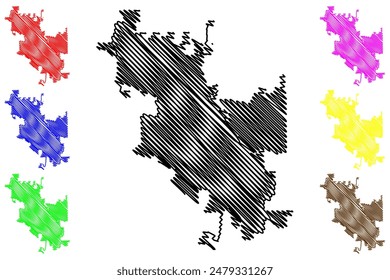 South Bend City, Indiana (United States cities, United States of America, us, usa city) map vector illustration, scribble sketch City of South Bend map