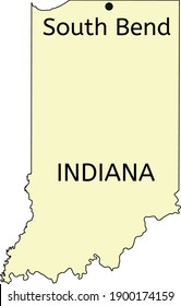 South Bend City Location On Indiana Map