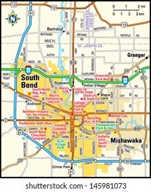 South Bend, Indiana Area Map