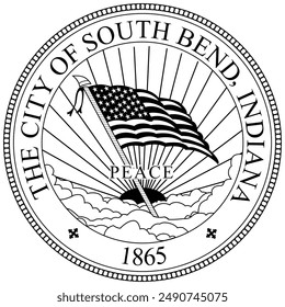 South Bend Indiana seal vector file Blank,outline vector,SVG Badge, DXF, CNC Router File, Laser Engraving, Cricut, Ezcad, Digital Cutting File for laser cutting