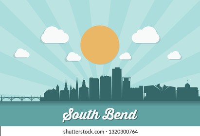 South Bend Skyline - Indiana, United States Of America, USA - Vector Illustration