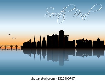 South Bend Skyline - Indiana, United States Of America, USA - Vector Illustration