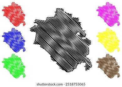South Burnett Region (Commonwealth of Australia, Queensland state) map vector illustration, scribble sketch South Burnett map