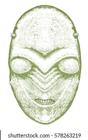 south carnaval, mask in hand. halloween concept. drawing sculpted mythological masks. ethnic shamanic face (make up,  tracery) decoration. a sketch for the jewelry, and tattoos.